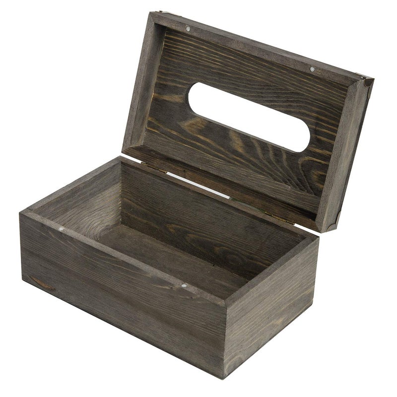 VERGOODR Distressed Wooden Rustic Facial Tissue Box Holder Tissue Box Cover Napkin Dispenser for Bathroom Living Room Dining Room Bedroom Toilet (Grey) - Image 4